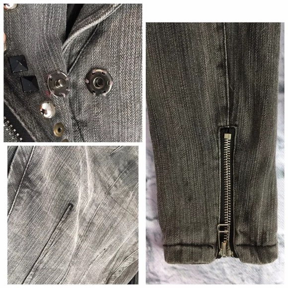 TOV Holy-G 38 Studded Moto Jacket Jean Snap Cotton - Picture 6 of 8